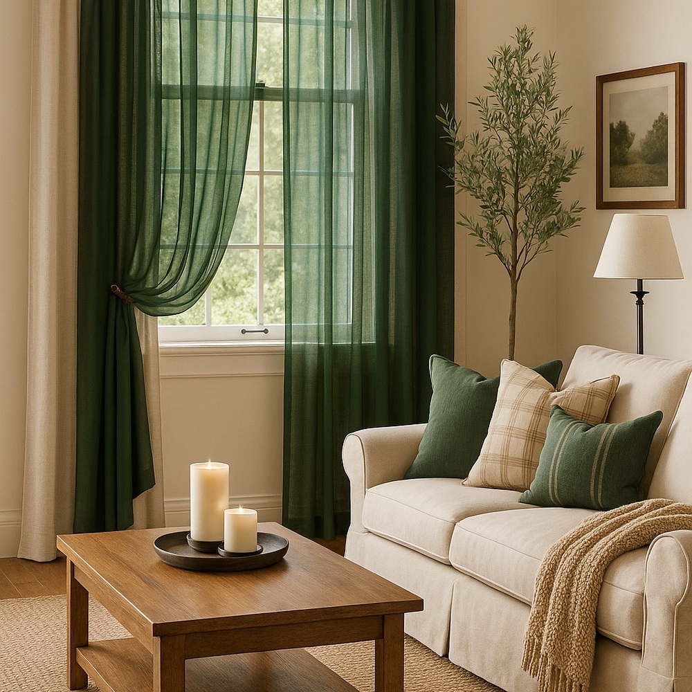 Curtain - Hunter Green Sheer Curtain – 1 panel
